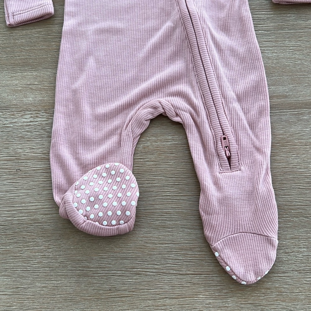 Angel Dear Baby Girl Modal Ribbed Footie Solid Pink 6-9 months - Picture 4 of 4